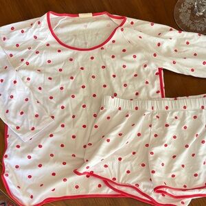 Lake White and Pink Polka Dot Pajama Set